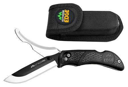 [743404201429] Outdoor Edge RO10C RazorPro  3.50" Folding Razor/Gut Plain 420J2 SS Blade, Black TPR Handle, Includes Replacement Blades