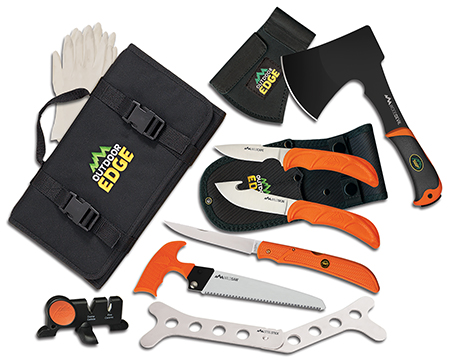 [743404201467] Outdoor Edge OF1 Outfitter Hunting Set Multiple 420J2 Stainless Steel Blade FRN Orange Handle