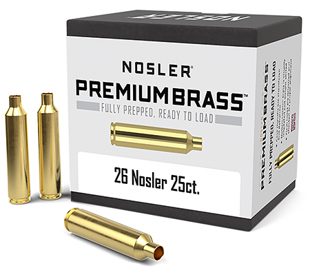 [054041101400] Nosler 10140 Premium Brass Unprimed Cases 26Nosler Rifle Brass 25/Box