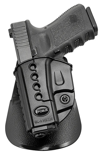 [676315030225] Fobus GL2E2LH Passive Retention Evolution OWB Black Polymer Paddle Compatible w/ Glock 17/19/19X/22/23/31/32/34/35/44/45 Left Hand