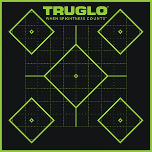 [788130019054] TruGlo TG14A6 Tru-See 5- Diamond Target Self-Adhesive Heavy Paper Black/Green 12"x12" 6 Pack