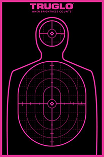 [788130019085] TruGlo TG13P6 Tru-See Handgun Target Self-Adhesive Heavy Paper Black/Pink 12"x18" Silhouette 6 Pack