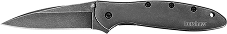[087171038049] Kershaw 1660BLKW Leek  3" Folding Drop Point Plain Black DLC 14C28N Steel Blade Blackwash 410 Stainless Steel Handle Includes Pocket Clip