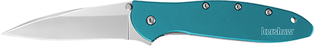 [087171037561] Kershaw 1660TEAL Leek  3" Folding Drop Point Plain Bead Blasted 14C28N Steel Blade Teal Anodized Aluminum Handle Includes Pocket Clip