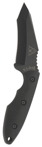 [617717224867] Ka-Bar 2486 TDI Hell Fire 3.56" Fixed Recurve Tanto Plain Black 1095 Cro-Van Blade, Black Ultramid Handle, Includes Sheath