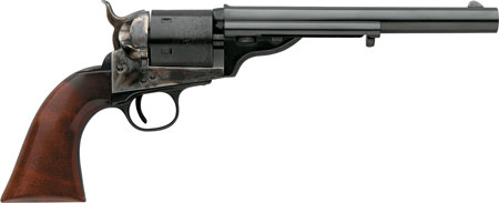 [839665009024] Taylors  &  Company 550718 1860 Open-Top 45 Colt (LC) Caliber with 7.50" Blued Finish Barrel, 6rd Capacity Blued Finish Cylinder, Color Case Hardened Finish Steel Frame  &  Walnut Army Size Grip