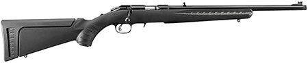 [736676083220] Ruger 8322 American Rimfire Full Size 22 WMR 9+1 18" Satin Blued Threaded Barrel  &  Alloy Steel Receiver w/Integral Scope Mount, Black Fixed Synthetic Stock, Right Hand