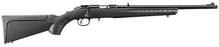[736676083060] Ruger 8306 American Rimfire Compact 22 LR 10+1 18" Satin Blued Steel Threaded Barrel  &  Alloy Steel Receiver w/Integral Scope Mount, Black Fixed Synthetic Stock, Right Hand