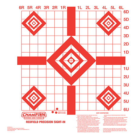 [076683473882] Champion Targets 47388 Redfield Sight-In Diamond Paper Pistol/Rifle 16" x 16" White/Red 10 Pk.