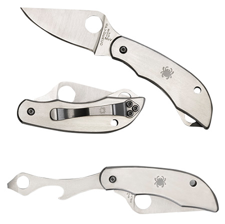 [716104009770] Spyderco C175P Clipitool  Silver Stainless Steel Folding 8Cr13MoV SS 4.57"/4.59" Long Plain Blade Stainless Steel Handle Features Screwdriver/Opener
