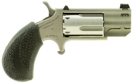 [744253002649] North American Arms PUGTP Pug  22 WMR 5 rd 1" Ported Barrel, Overall Stainless Finish, Black Polymer Grips
