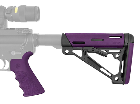 [743108156551] Hogue 15655 OverMolded 2-Piece Kit Purple OverMolded Rubber Black Synthetic Collapsible for AR-15, M16, M4