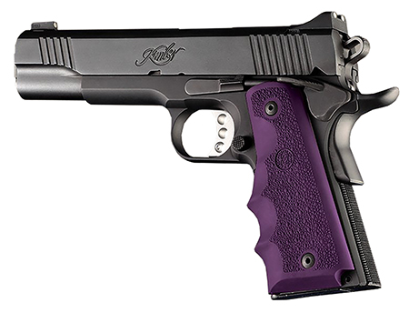 [743108450062] Hogue 45006 OverMolded Grip Cobblestone Purple Rubber with Finger Grooves for 1911 Government