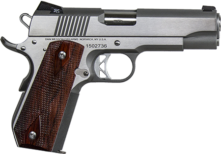 [806703019123] Dan Wesson 01912 Commander Classic *CA Compliant 45 ACP 8+1 4.25" Stainless Match Grade Barrel, Brushed Stainless Steel Serrated Slide  &  Bobtail Frame, Wood Grip, Ambidextrous