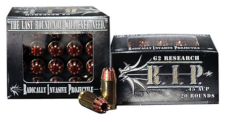 [863552000023] G2 Research G00002 R.I.P  45ACP 162gr Fracturing Hollow Point 20 Per Box/25 Case