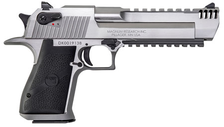 [761226087199] Magnum Research DE50SRMB Desert Eagle Mark XIX 50 AE 6" with Muzzle Brake 7+1 Overall Stainless Steel Black Rubber Grip