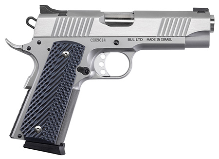 [761226087267] Magnum Research DE1911CSS 1911C  45 ACP 8+1, 4.30" Stainless Steel Bull Barrel, Matte Stainless Steel Serrated Slide  &  Frame w/Beavertail, Black/Gray G10 Grip, Grip Safety, Right Hand