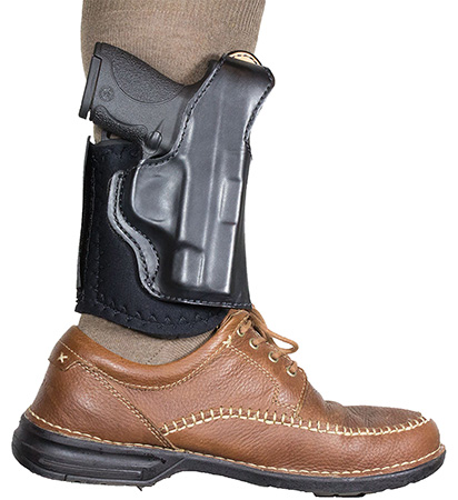 [792695316305] DeSantis Gunhide 014PCX7Z0 Die Hard Rig  Ankle Black Leather/Sheepskin Ankle Fits S&W M & P Shield 9/40 Right Hand