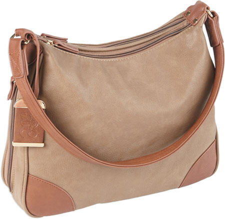 [672352009477] Bulldog BDP014 Hobo Purse w/Holster Taupe w/Tan Trim Leather for Small Autos  &  Revolvers Ambidextrous Hand