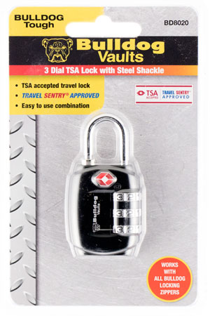 [672352009323] Bulldog BD8020 TSA Lock  Open With Combination Black Steel