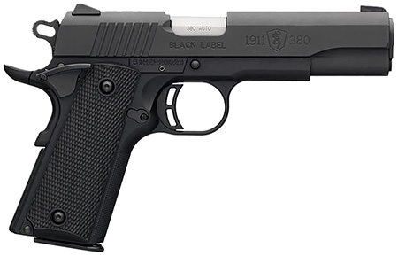 [023614044451] Browning 051904492 1911 Black Label Full Size Frame 380 ACP 8+1 4.25" Matte Stainless Steel Barrel, Serrated Steel Slide, Matte Black Polymer Frame w/Beavertail, Black Polymer Grip, Right Hand