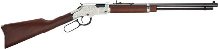 [619835016317] Henry H004SEV Silver Eagle  Full Size 17 HMR 11+1 20" Blued Octagon Barrel, Nickel-Plated Steel Receiver, American Walnut Stock Right Hand