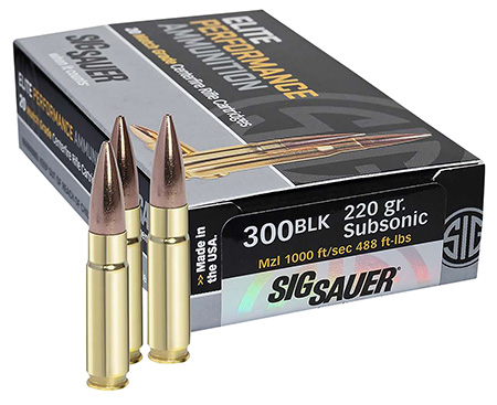 [798681514496] Sig Sauer E300A220 Elite Match Grade  300Blackout 220gr Open Tip Match 20 Per Box/25 Case