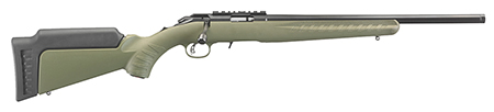 [736676083350] Ruger 8335 American Rimfire  Sports South Exclusive Full Size 22 WMR 9+1 18" Satin Blued Threaded Barrel, Satin Blued Steel Receiver w/Scope Rail, OD Green Synthetic Adjustable Stock, Right Hand