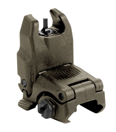 [873750004334] Magpul MAG247-ODG MBUS Sight Front  Olive Drab Green Polymer, Spring-Loaded Flip Up for AR15/ M16
