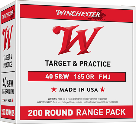 [020892221833] Winchester Ammo USA40W USA Range Pack 40S&W 165gr Full Metal Jacket 200 Per Box/3 Case