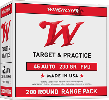 [020892221857] Winchester Ammo USA45W USA Range Pack 45ACP 230gr Full Metal Jacket 200 Per Box/3 Case