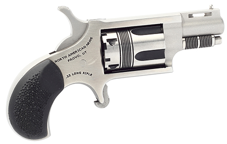 [744253002663] North American Arms 22LRTW Wasp  22 LR 5rd rd 1.13" Stainless Vent Rib Steel Barrel, Matte Stainless Steel Frame, Stainless Cylinder, Exclusive Black Pebbled Rubber Grips