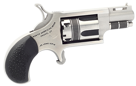 [744253002663] North American Arms 22LRTW Wasp  22 LR 5rd rd 1.13" Stainless Vent Rib Steel Barrel, Matte Stainless Steel Frame, Stainless Cylinder, Exclusive Black Pebbled Rubber Grips