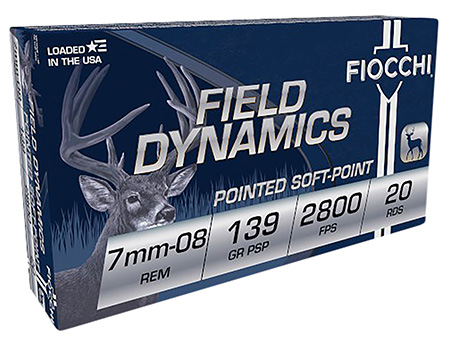 [762344711232] Fiocchi 7MM08B Field Dynamics  7mm-08Rem 139gr Pointed Soft Point 20 Per Box/10 Case