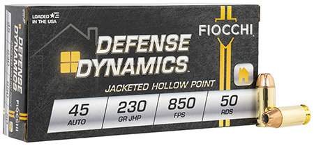 [762344701462] Fiocchi 45T500 Defense Dynamics  45ACP 230gr Jacketed Hollow Point 50 Per Box/10 Case