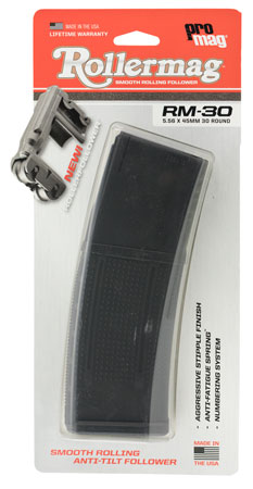[708279012204] ProMag RM30 Standard  30rd Detachable w/Roller Follower 5.56x45mm Fits AR-15 Black DuPont Zytel Polymer