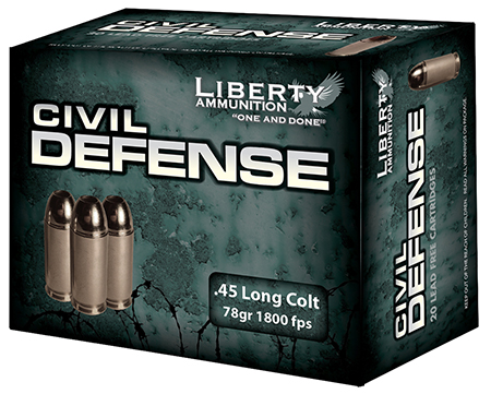 [748252054975] Liberty Ammunition LACD45031 Civil Defense  45Colt 78gr Lead Free Fragmenting Hollow Point 20 Per Box/50 Case