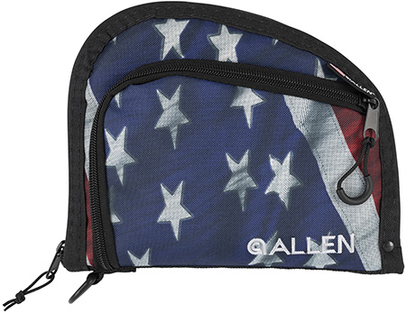[026509077190] Allen 7719 Victory Auto Fit Handgun Case USA Flag Endura w/Black Trim, 1-Pocket, Knit Lining, Foam Padding  &  Lockable Zippers 9" x 7" Interior Dimensions