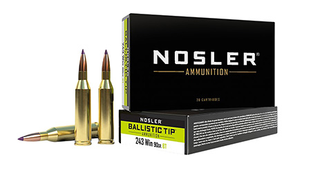 [054041400503] Nosler 40050 Ballistic Tip  243Win 90gr Spitzer Ballistic Tip 20 Per Box/10 Case