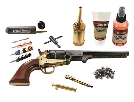 [040589002996] Traditions FRS18511 1851 Navy Break Open 44 Cal #11 Percussion 7.50" 6 Shot Brass Frame Blued Barrel  &  Cylinder Walnut Grip (Redi-Pak)