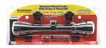 [040589015484] Traditions A1171 Muzzleloader Scope Pack 3-9x 40mm Duplex Reticle Matte Black Includes Medium Rings  &  2 Piece Base