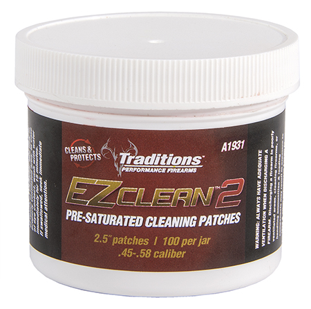 [040589020433] Traditions A1931 EZ Clean 2 Cleaning Patches Multiple .45 .54 Cal 100 Per Jar