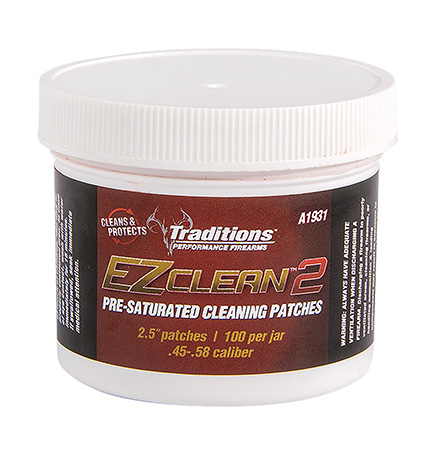 [040589020433] Traditions A1931 EZ Clean 2 Cleaning Patches Multiple .45 .54 Cal 100 Per Jar