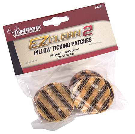 [040589020525] Traditions A1286 EZ Clean 2 Pillow Ticking Patches .50 .54 Cal Cotton 100 Per Pack