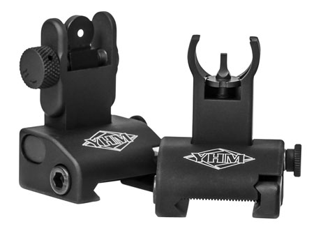 [816701013290] Yankee Hill 5040H Q.D.S. Sight Set  Black Hardcoat Anodized Folding  with Hooded Stem for AR-Platform