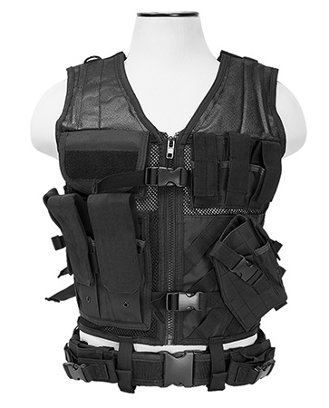 [814108015480] NcStar CTVL2916B Tactical  Vest XL-XXL Black PVC/Mesh Webbing