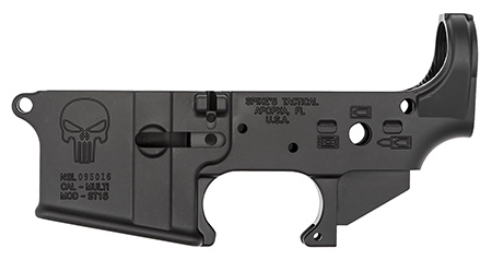 [855319005013] Spikes STLS015 Punisher Stripped Lower Receiver Multi-Caliber 7075-T6 Aluminum Black Anodized for AR-15