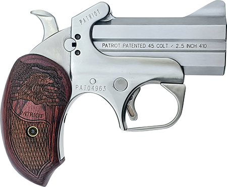 [855959006135] Bond Arms BAPA Patriot Original 45 Colt/410 Gauge 2rd Shot 3"Stainless Steel Barrel Extended Rosewood Grips Right Hand