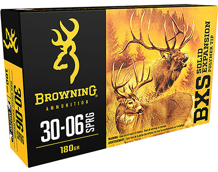 [00020892224759] Browning Ammo B192430061 BXS Copper Expansion 30-06Springfield 180gr Lead Free Solid Expansion Polymer Tip 20 Per Box/10 Case