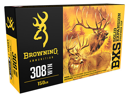 [00020892224773] Browning Ammo B192403081 BXS Copper Expansion 308Win 150gr Lead Free Solid Expansion Polymer Tip 20 Per Box/10 Case